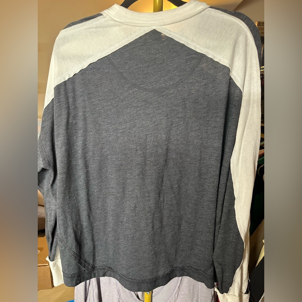 NWOT Free People All About It Long Sleeve Top in Dark Grey/White, S - Picture 5 of 7